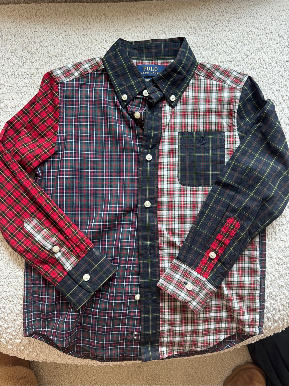 Polo by Ralph Lauren Men’s Multi-Panel Plaid Button-Down Shirt - Red/Green/Blue